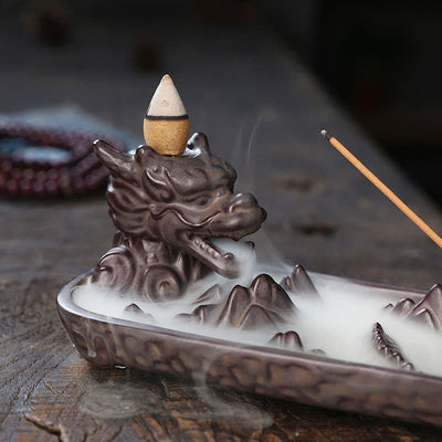 Buddha Stones Dragon Mountain Strength Ceramic Incense Burner Decoration Incense Burner BS 8