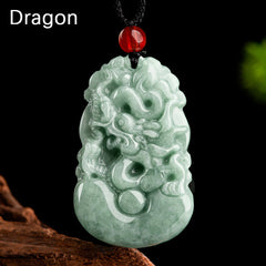 Buddha Stones Natural Green Jade 12 Chinese Zodiac Luck Prosperity Necklace Pendant Necklaces & Pendants BS Dragon