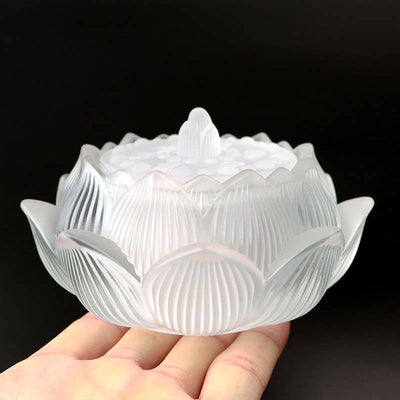 Buddha Stones Lotus Liuli Crystal Healing Meditation Incense Burner Incense Burner BS White Lotus 11.5*6.7cm