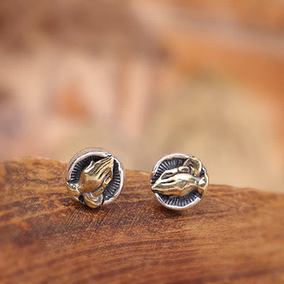 Buddha Stones 925 Sterling Silver Namaste Equality Stud Earrings Earrings BS 3