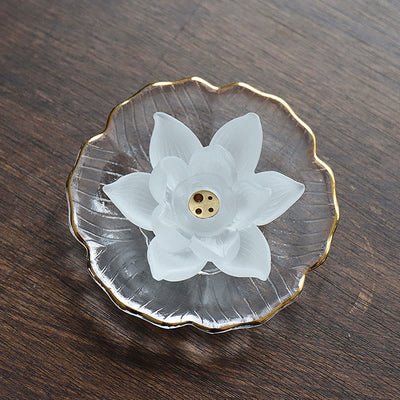 Buddha Stones Mini Lotus Liuli Crystal Healing Meditation Stick Incense Burner Decorations BS 10