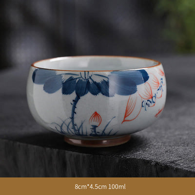 Buddha Stones Lotus Flower Leaf Bamboo Ceramic Teacup Kung Fu Tea Cups Cup BS Lotus 8cm*4.5cm*100ml
