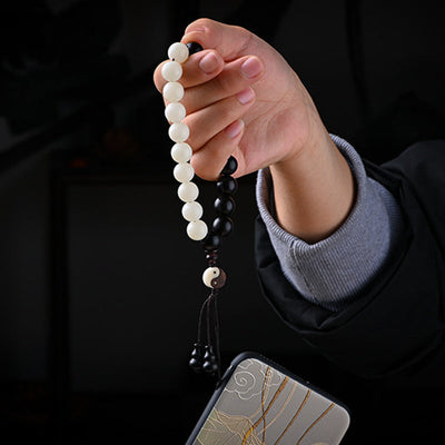 Buddha Stones Ebony YinYang Protection Bracelet Decoration Bracelet BS 8