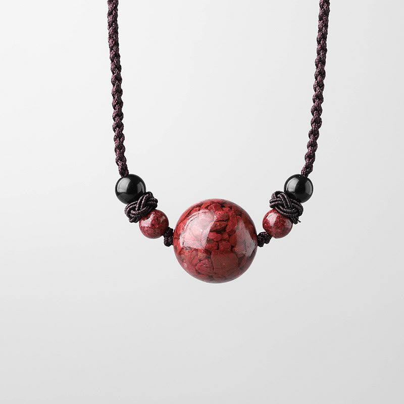 Buddha Stones Natural Cinnabar Stones Bead Blessing Necklace Pendant Necklaces & Pendants BS 7