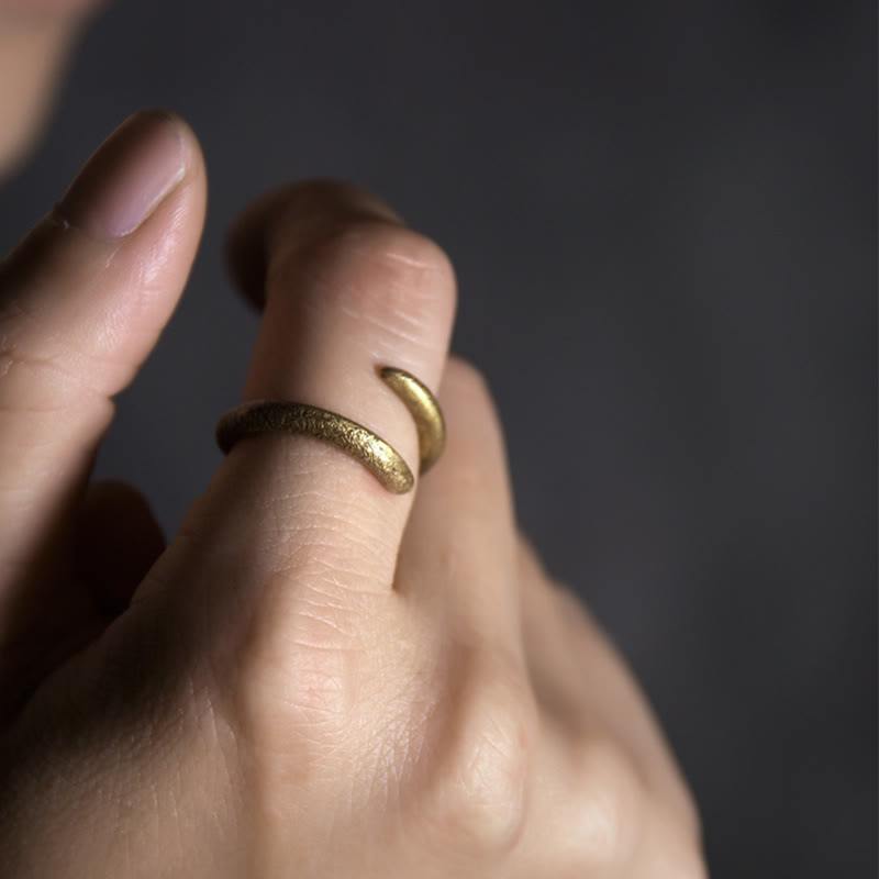 Buddha Stones Simple Design Copper Luck Adjustable Ring Ring BS 2