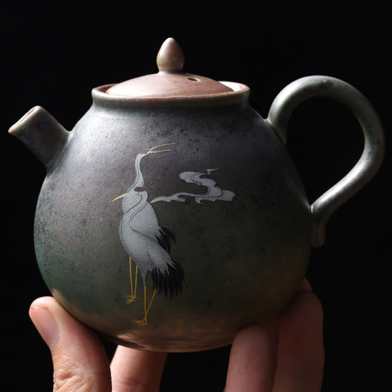 Buddha Stones White Crane Cloud Chinese Gongfu Tea Ceramic Kung Fu Teapot Teapot BS 5