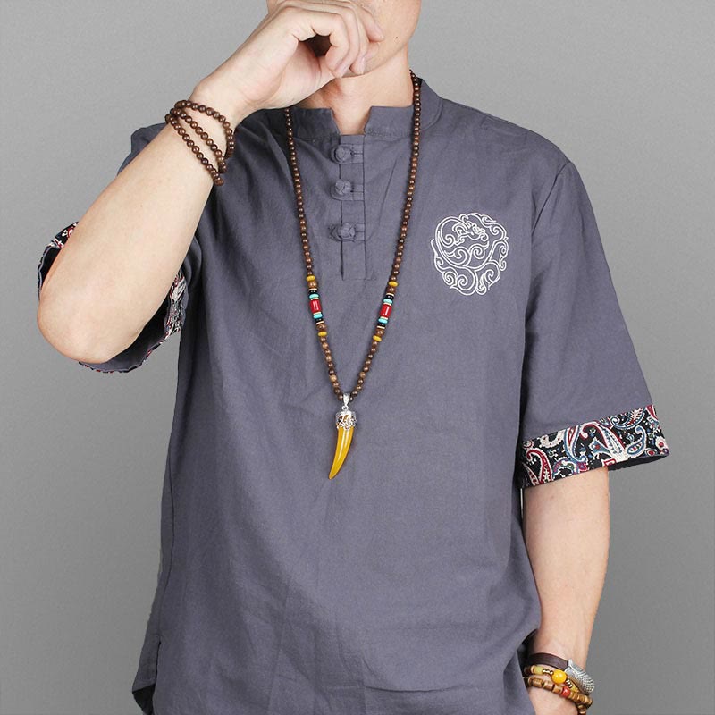 Buddha Stones Wenge Wood Turquoise Stone Horn Style Protection Meditation Necklace Pendant Necklaces & Pendants BS 3