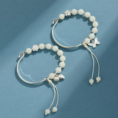 Buddha Stones Bodhi Seed Butterfly Lotus Luck Wealth Bracelet Bangle Bracelet BS 8