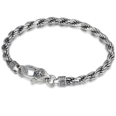 Buddha Stones 925 Sterling Silver Tibet Om Mani Padme Hum Double Dorje Vajra Twisted Design Peace Love Bracelet Bracelet BS 1