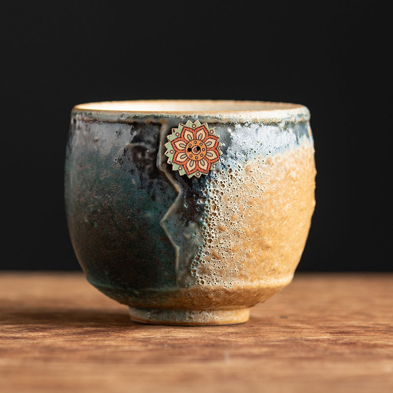 Buddha Stones Sunflower Kiln Change Ceramic Coffee Mug Tea Latte Espresso Coffee Cup 250ml Coffee Mug BS Green Yellow 8.3cm*7.5cm*250ml