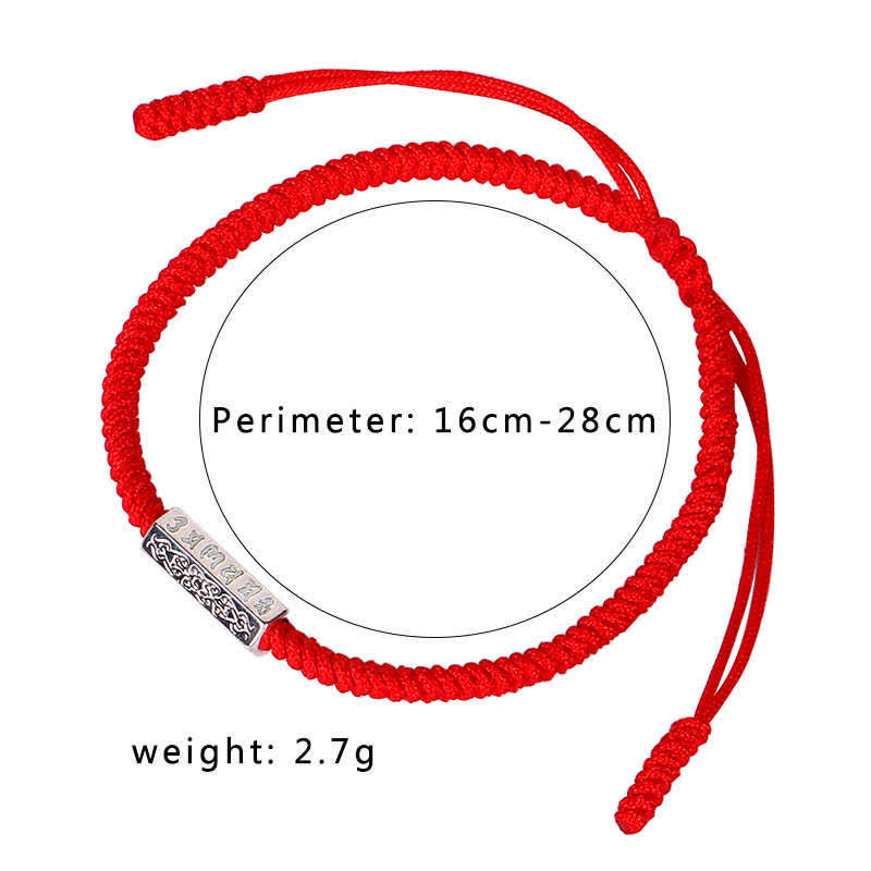 Buddha Stones Om Mani Padme Hum Luck Protection Red String Bracelet Bracelet BS 6