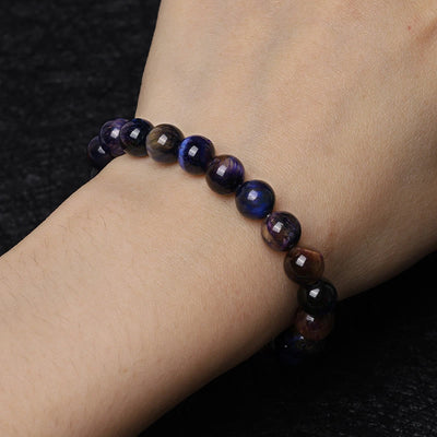 Foviel Natural Purple Tiger Eye Protection Strength Bracelet