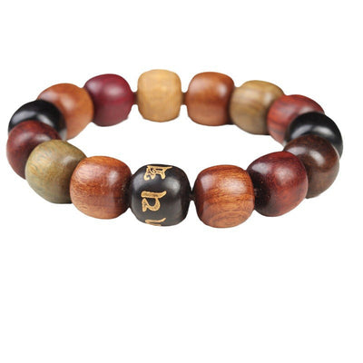 Buddha Stones Tibet Various Wood Om Mani Padme Hum Purity Bracelet Bracelet BS 9