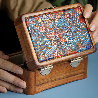 Buddha Stones Retro Handmade Floral Pattern Rosewood Jewelry Storage Box Lockable Wooden Gift Organizer Box Jewelry Storage Box BS Rosewood 15.8*7.8*10.7cm