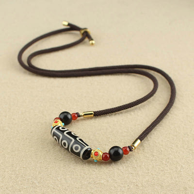 Buddha Stones Tibetan Nine-Eye Dzi Bead Protection Blessings String Necklace Pendant Necklaces & Pendants BS 2