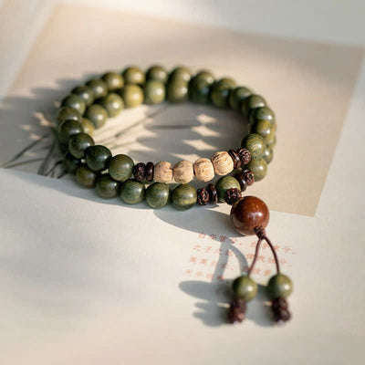 Buddha Stones Green Sandalwood Positive Peace Bracelet Bracelet BS 8mm 18cm