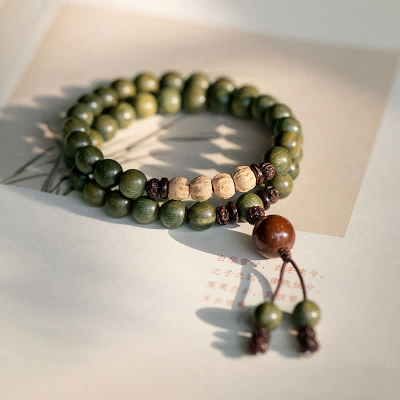 Buddha Stones Green Sandalwood Positive Peace Bracelet Bracelet BS 8mm 18cm