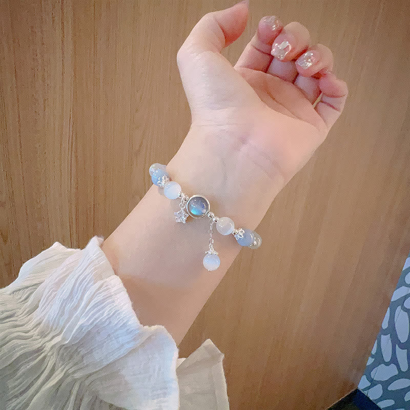 Foviel Cat's Eye Moonstone Butterfly Star Charm Support Bracelet