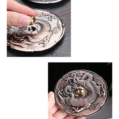Buddha Stones Round Auspicious Dragon Protection Copper Alloy Stick Incense Burner Decoration Incense Burner BS 4