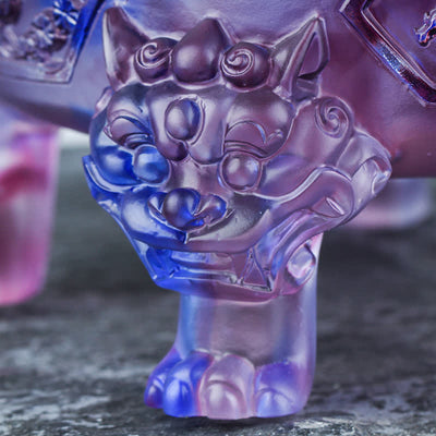 Buddha Stones Feng Shui Auspicious Dragon Handmade Liuli Crystal Rotatable Art Piece Luck Home Office Decoration Decorations BS 4