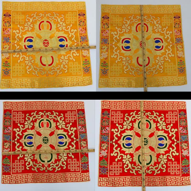 Buddha Stones Flower Endless Knot Prayer Altar Mat Healing Meditation 8 Auspicious Symbols Mat Table Runner Prayer Altar BS 6