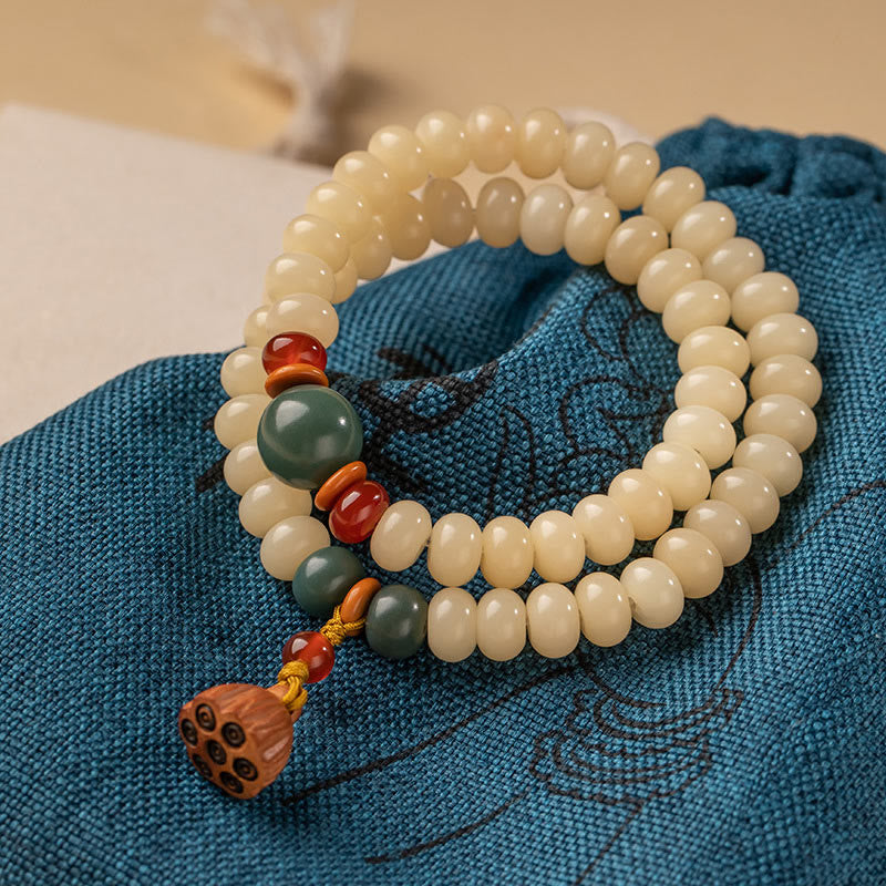 Buddha Stones Bodhi Seed Lotus Pod Charm Peace Double Wrap Bracelet Bracelet BS Bodhi Seed(Wisdom♥Wake Up)