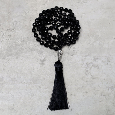 Buddha Stones 108 Mala Black Onyx Beads Yoga Meditation Prayer Beads Necklace Bracelet BS 4