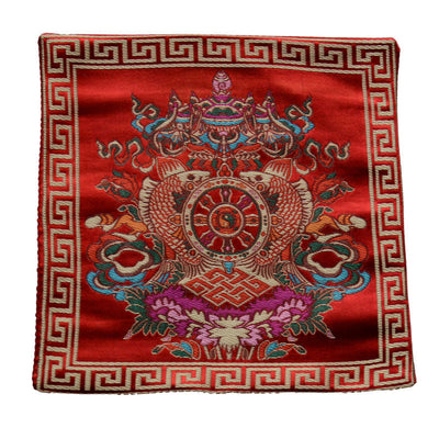 Buddha Stones Prayer Altar Mat Healing Meditation Vajra Auspicious Symbols Prayer Altar BS 8 Auspicious Symbols Red