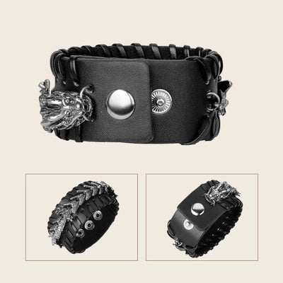 Buddha Stones Dragon Leather Protection Weave Bracelet Bracelet BS 11
