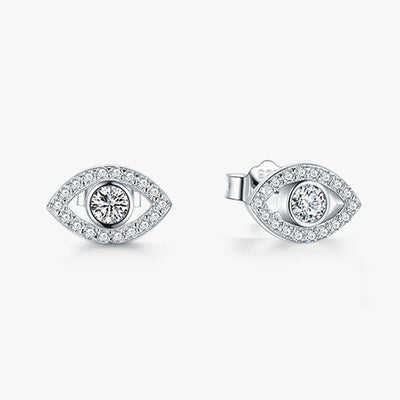 Foviel 925 Sterling Silver Evil Eye Symbol Protection Stud Earrings