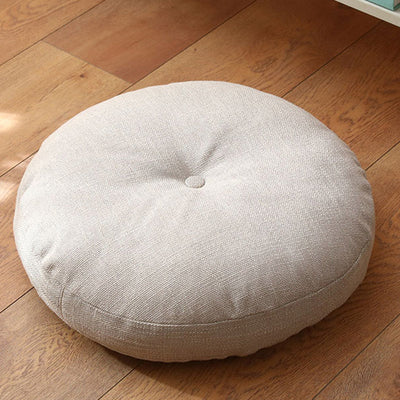 Buddha Stones Lotus Simple Pattern Linen Meditation Seat Cushion Home Living Room Decoration Decorations buddhastoneshop Detachable 40cm*10cm Beige