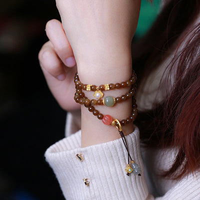 Buddha Stones Jade Butterfly Gourd Prosperity Luck Bracelet Necklace Bracelet BS 6