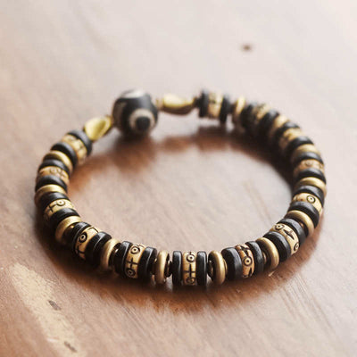 Foviel Tibetan Bone Beads Ebony Wood Strength Bracelet