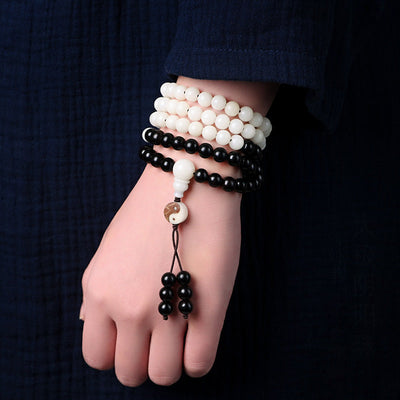 Collier mala de protection YinYang en ébène Foviel
