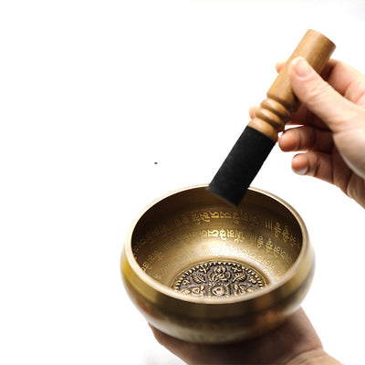 Buddha Stones Tibetan Sound Bowl Handcrafted for Yoga Mindfulness and Meditation Singing Bowl Set Singing Bowl buddhastoneshop 7