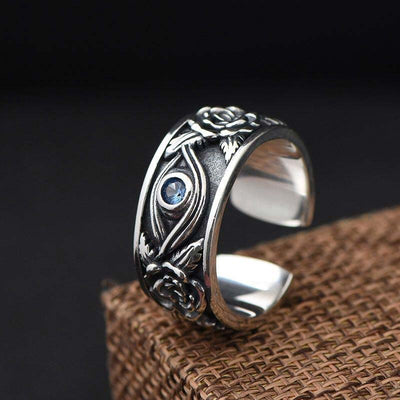 Buddha Stones Eye Of Horus Crystal Protection Adjustable Ring Rings BS 1