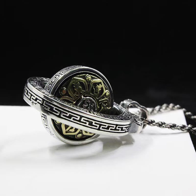 Buddha Stones Tibetan Om Mani Padme Hum Double Dorje Vajra Rotatable Purity Peace Necklace Pendant Necklaces & Pendants BS 2