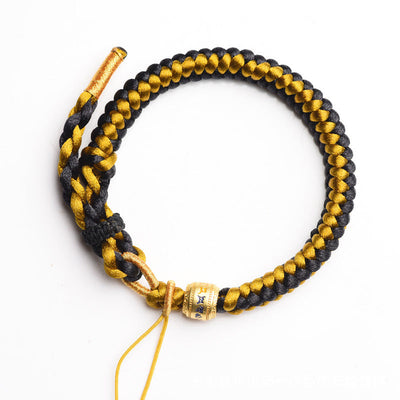 Buddha Stones Handmade Tibetan Black Gold Dragon Scale Rope Om Mani Padme Hum Purity Bracelet Bracelet BS 6