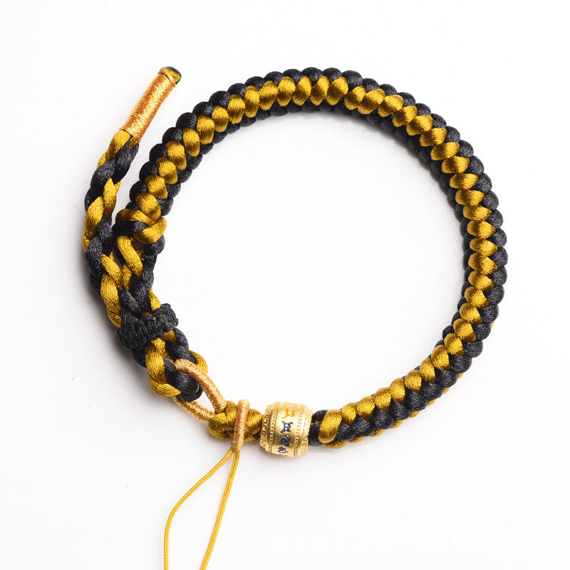 Buddha Stones Handmade Tibetan Black Gold Dragon Scale Rope Om Mani Padme Hum Purity Bracelet Bracelet BS 6