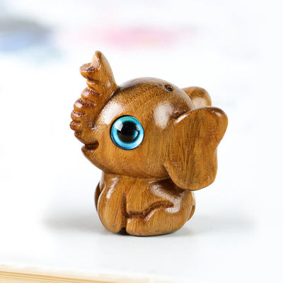 Foviel Sandalwood Small Leaf Red Sandalwood Green Sandalwood Lucky Mini Elephant Carved Protection Decoration