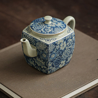 Buddha Stones Blue and White Porcelain Chinese Gongfu Tea Ceramic Kung Fu Teapot Cup Tea Filter Canister Teapot BS 1