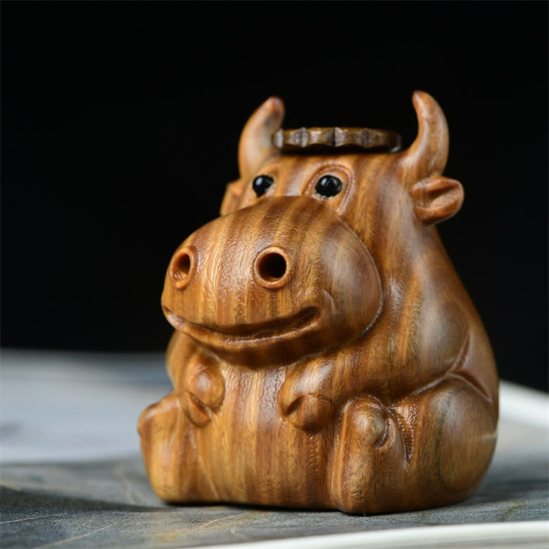 Buddha Stones Green Sandalwood Cute Calf Pattern Meditation Backflow Incense Burner Decoration Incense Burner BS 1