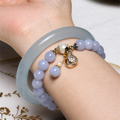 Foviel Inner Peace And Stress Relief Aquamarine Jade Blue Bracelet Bangle Bundle