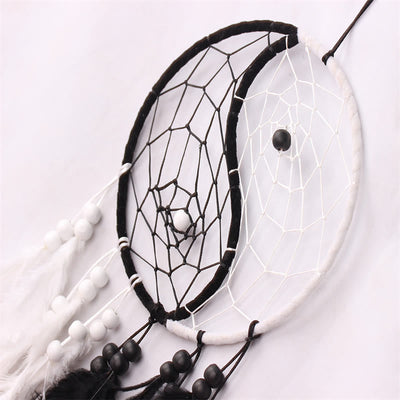 Buddha Stones Yin Yang  Dream Catcher Circular Net with Feathers Balance Decoration Decorations BS 7