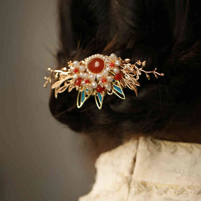 Foviel Klassische chinesische Stil Blume sz. Schmetterling Pearlagil Haar Clip Haarnadel Haar Krone