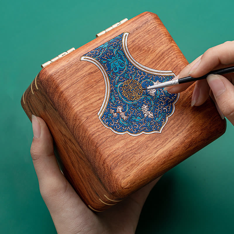 Buddha Stones Antique Flower Leaf Handmade Rosewood Jewelry Storage Box Wooden Gift Organizer Box Jewelry Storage Box BS 3