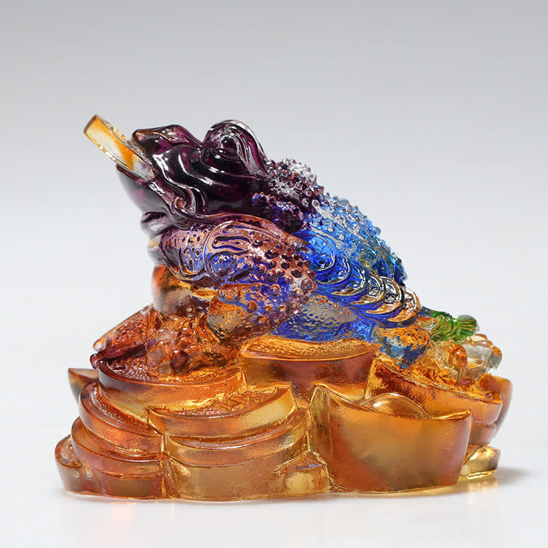 Buddha Stones Feng Shui Frog Handmade Liuli Crystal Art Piece Wealth Home Office Decoration Decorations BS main