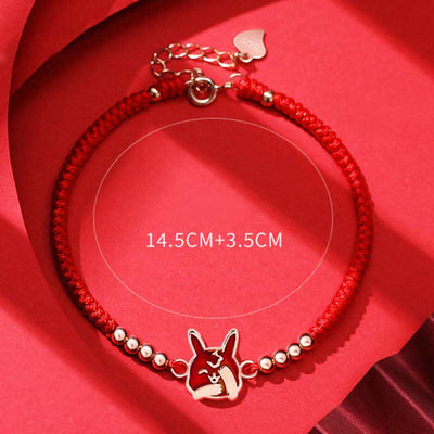 Buddha Stones 925 Sterling Silver Chinese Zodiac Luck Faith Discolor Red String Bracelet Bracelet BS 22