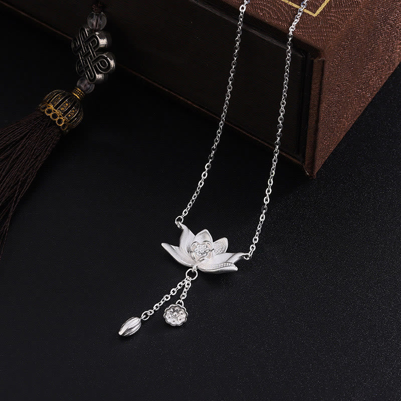 Buddha Stones 999 Sterling Silver Lotus Flower Pod Carved Enlightenment Necklace Pendant Necklaces & Pendants BS 1