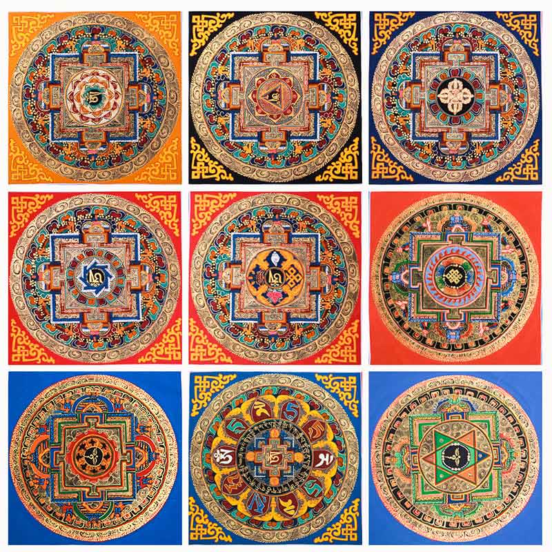 Buddha Stones Tibetan Handmade Thangka Painting Blessing Thangka Blind Box Random Color Pattern Tibetan Thangka BS 16